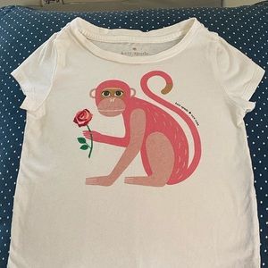 KATE SPADE WHITE BABY T-shirt with pink monkey